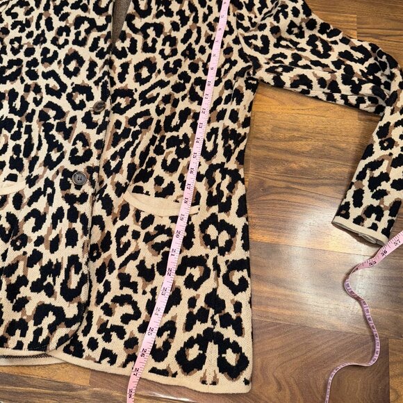 J.Crew Leopard Print Mid‑Length Cotton Cardigan - Picture 7 of 8